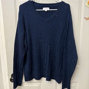 Kim Rogers Women's Navy V-Neck Speckle Sweater